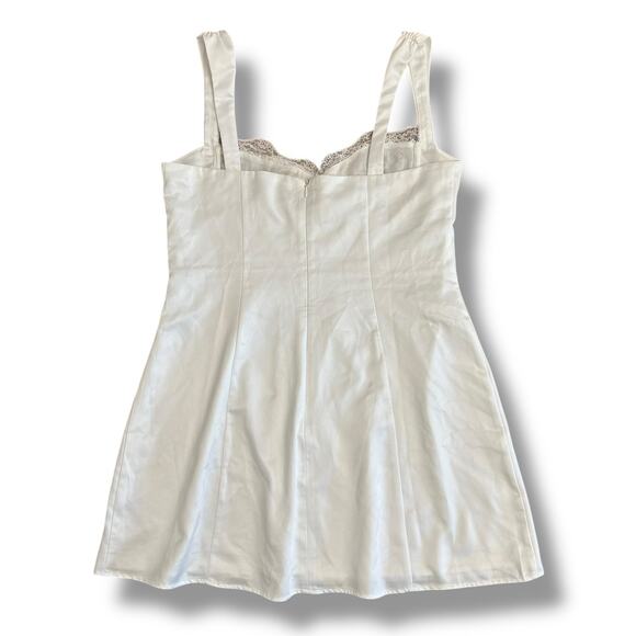 Forever 21 White‎ Satin Slip Dress Lace Bust Mini Dress Women’s Size Large L - Picture 6 of 13